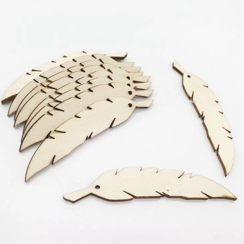 

50pcs DIY Wooden Feather Crafts Handmade Embellishment For Arts Wedding Party Home Decoration