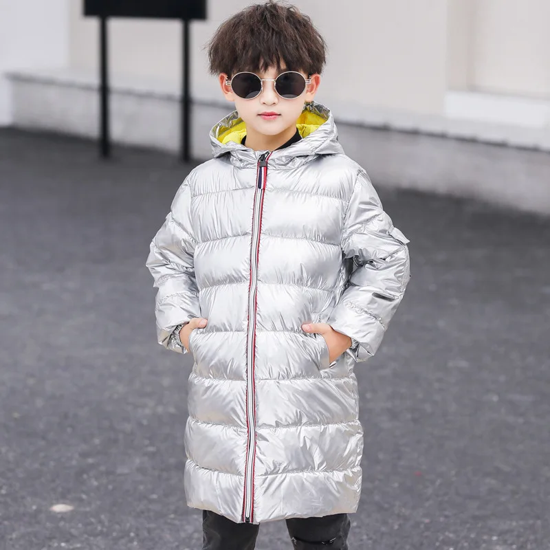 2019 детская зимняя куртка на утином пуху для мальчиков одежда девочек серебряная