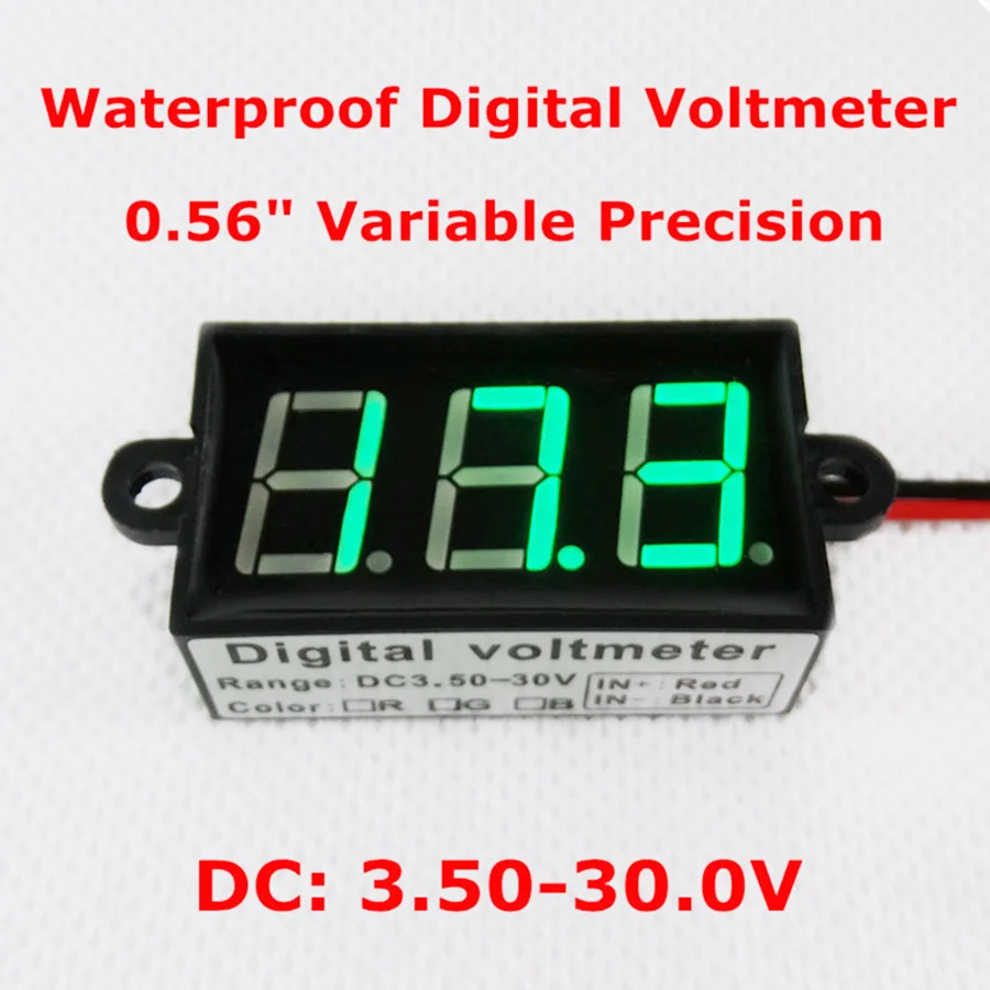 

0.56"Car Motorcycle Digital Voltmeter DC3.50-30.0V Vehicles Motor car Waterproof Voltage Panel Meter LED Display Color Green