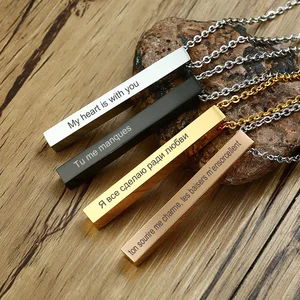 Женское Ожерелье Vnox, ожерелье с индивидуальным именем и квадратным стержнем, русский и французский языки, 100