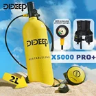 Резервуар для подводного плавания DIDEEP 2 л с улучшенным манометром и сумкой для жилета для дайвинга, кислородный баллон, набор оборудования для подводного плавания X5000Pro, новинка