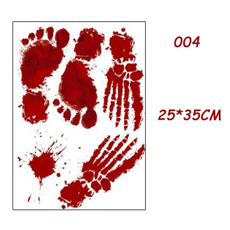 Horror Blood Handprint Footprint Fingerprint Halloween Sticker Wall Window Floor Decor Haunted House |
