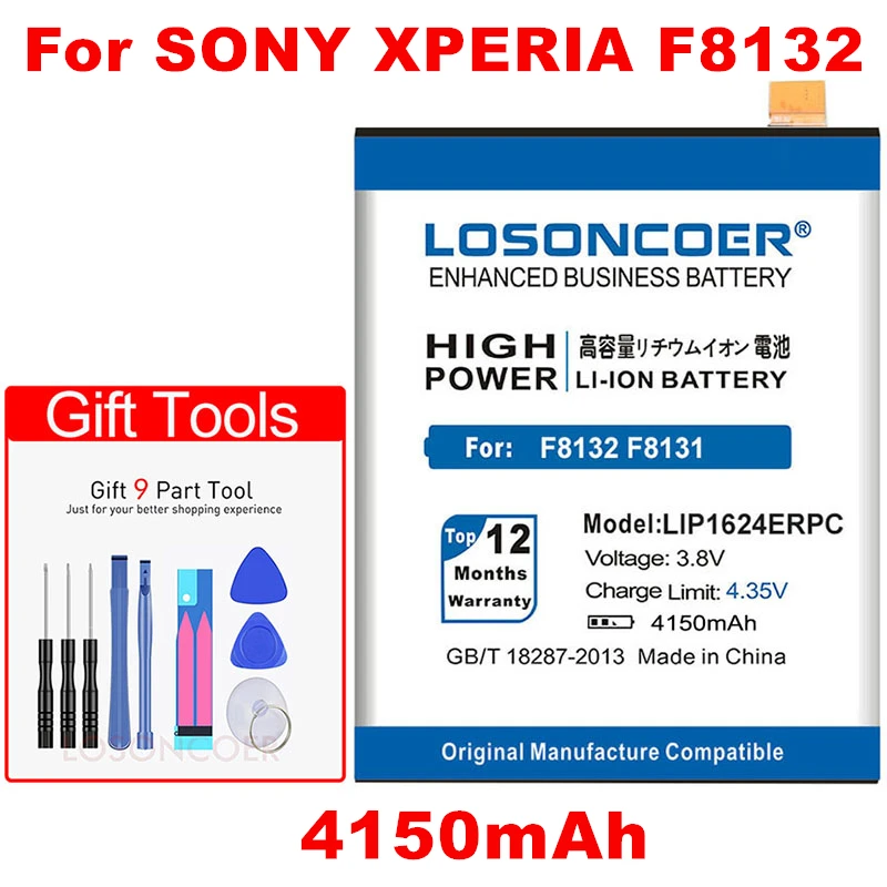 LOSONCOER 4150mAh Li-Polymer Battery LIP1624ERPC For Sony Xperia X Performance XP F8132 F8131 Mobile Phone Batteries