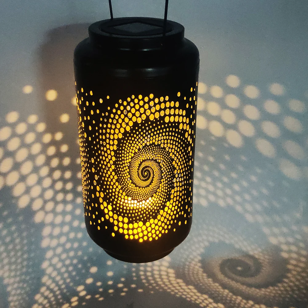 

LED Hollow Lantern Projection Lights Solar Powered Outdoor Hanging Lamps Garden Yard Decoration Outdoor Lighting