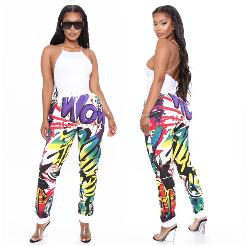 

New Arrival Casual Non-positioning Printed Sweatpants with Belt