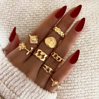 kpop bohemian pearl rose flower knuckle rings for women vintage lightning statement ring 2021 trend size mixed boho jewelry gift