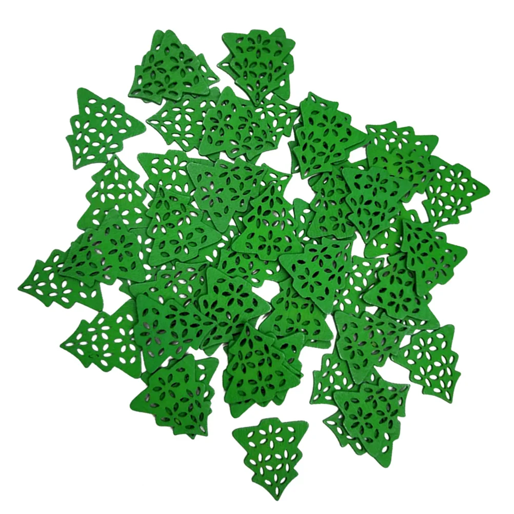 

50 шт. строительные ломтики полая елка Незавершенные деревянные аксессуары «сделай сам» (зеленый)