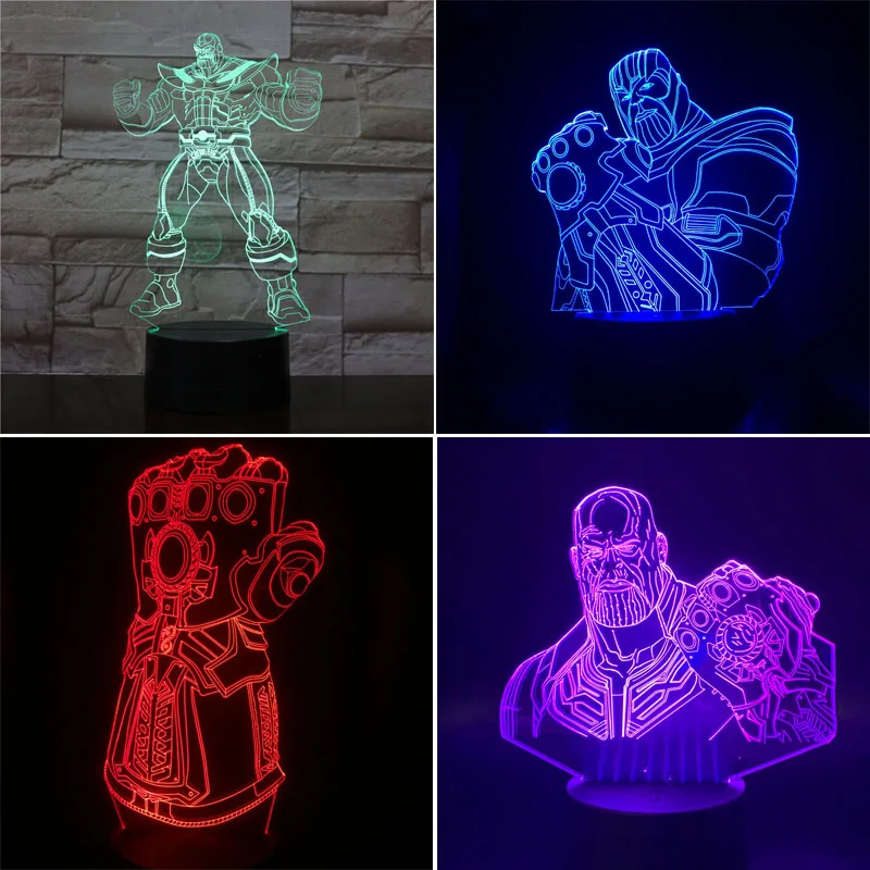 3D светодиодный ночсветильник Disney Мстители танос 7 цветов меняющая лампа