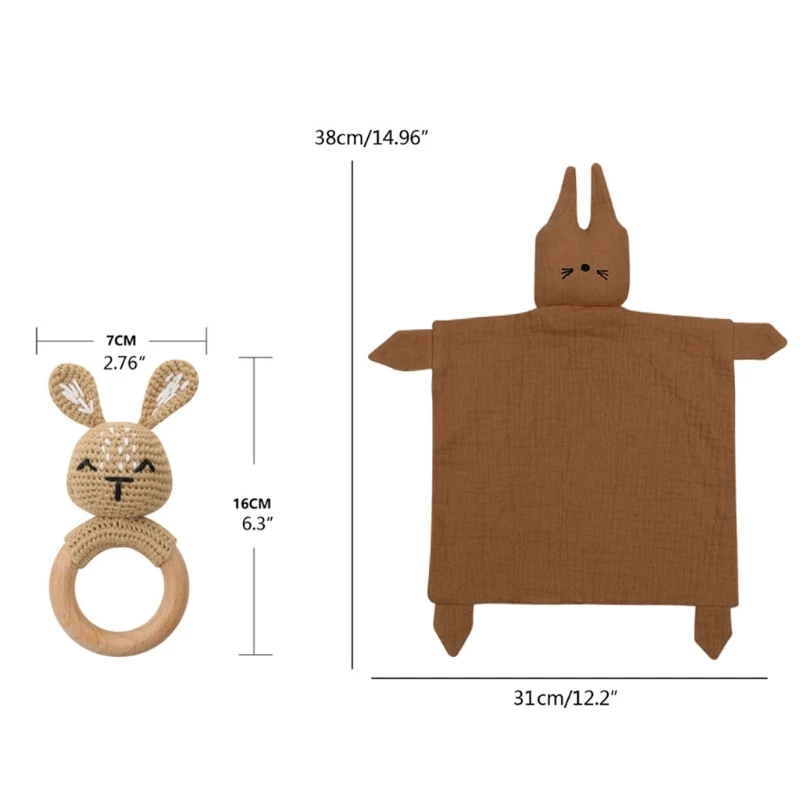 

1 Set Baby Soothe Appease Towel Cotton Pacifier Clips Chain Beech Wooden Bunny Ear Teething Ring Newborn Bath Gift