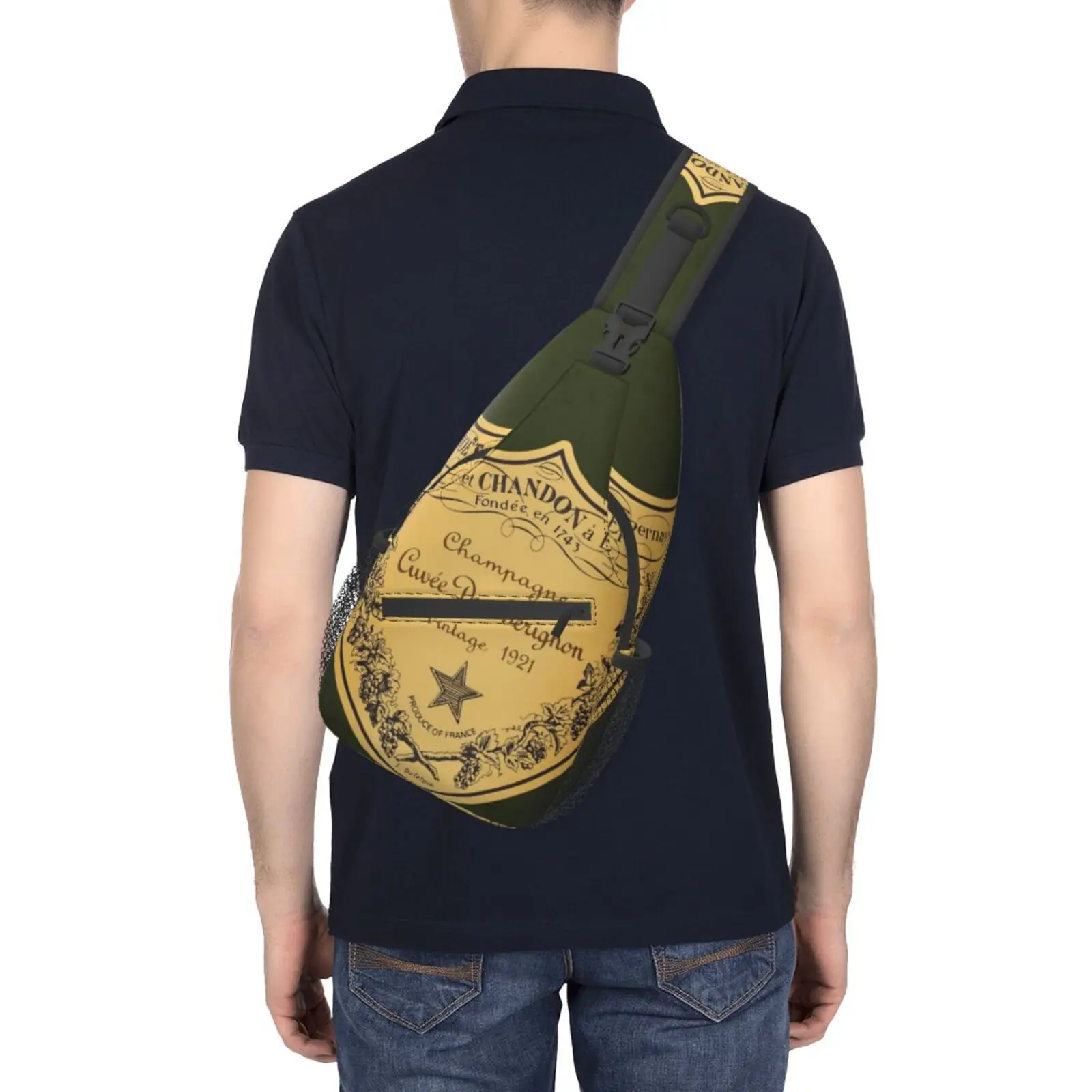 

Dom Perignon Designs A Straddle Chest Bag with Light Straps for Short Distance Travel, Work and Men's and Women's Daily Travel