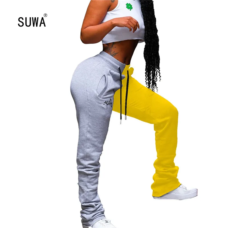 

2020 Stacked Jeans Joggers Pants Women Stacked Sweatpants Leggings Track Pants Plus Size 3XL Spring Autumn Cotton Clothing