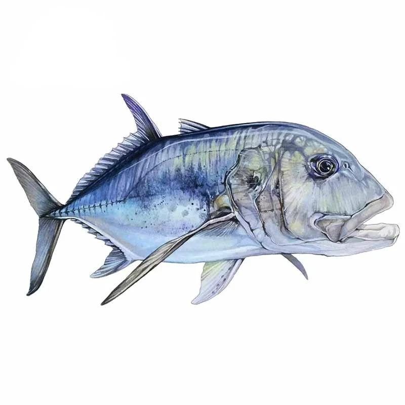 

Beautiful Giant Trevally Fish Waterproof Decal Scratch-proof Car Sticker DIY Occlusion Scratch Custom Printing KK13*7cm