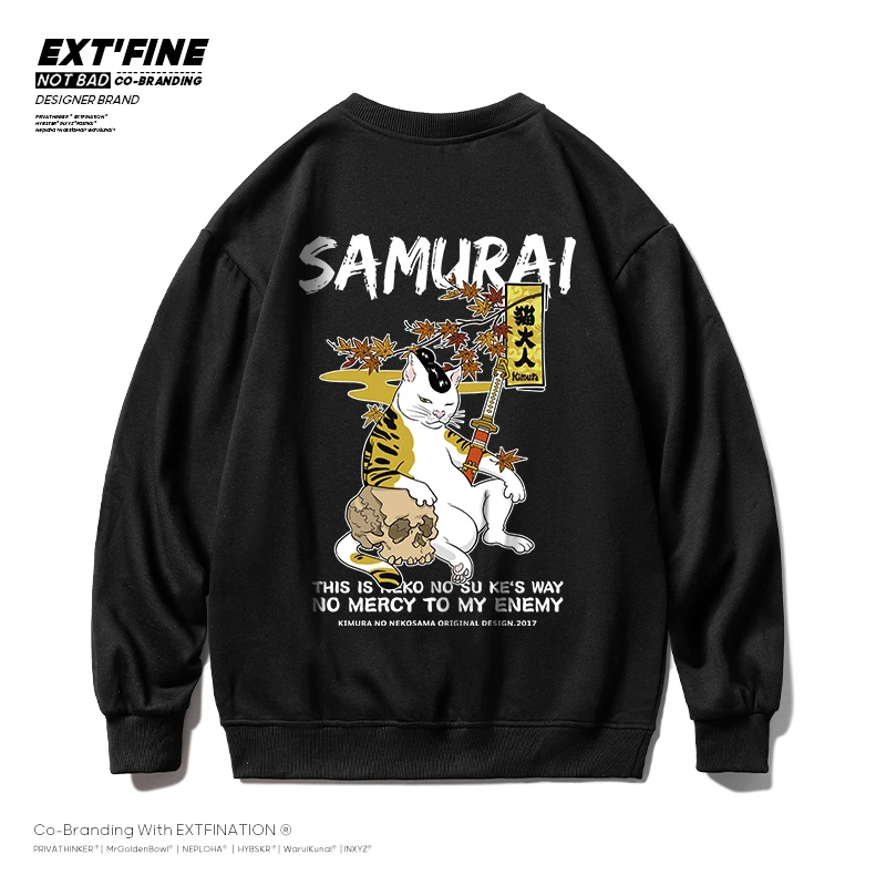 

ExtFine Cat Graphic Sweatshirt Men Hoodies Oversized Casual Pullover 2021 Fashion Soft Hoodie Men Korean Streetwear