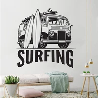 surf wall stickers surfboard beach sport poster vinyl surf gifts boys surf yeti wave girl kids room home decor decals hj0383