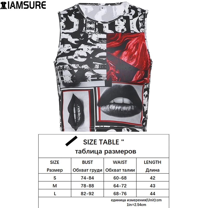 

IAMSURE Dark Patchwork Women'S Tank Top Cool Slim Gothic Printed Sleeveless Tops 2021 Fashion Casual Streetwear Y2K Aesthetic