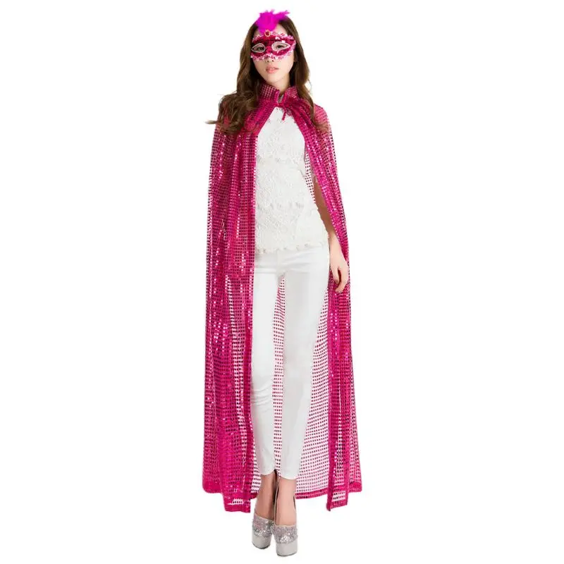 

Maxi Long Paillette Cosplay Cape Halloween Carnivals Party Glitter Sequins Cloak Q6PB