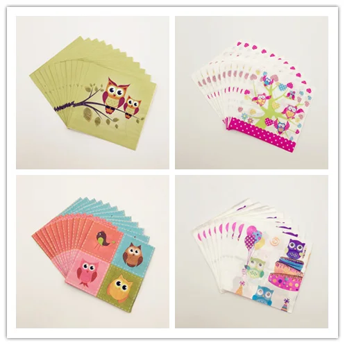 

20pcs Cartoon Owl Animal Tissue Disposable Paper Napkin Event Wedding Birthday Party For Kids Baby Girls Boys Party Decoration