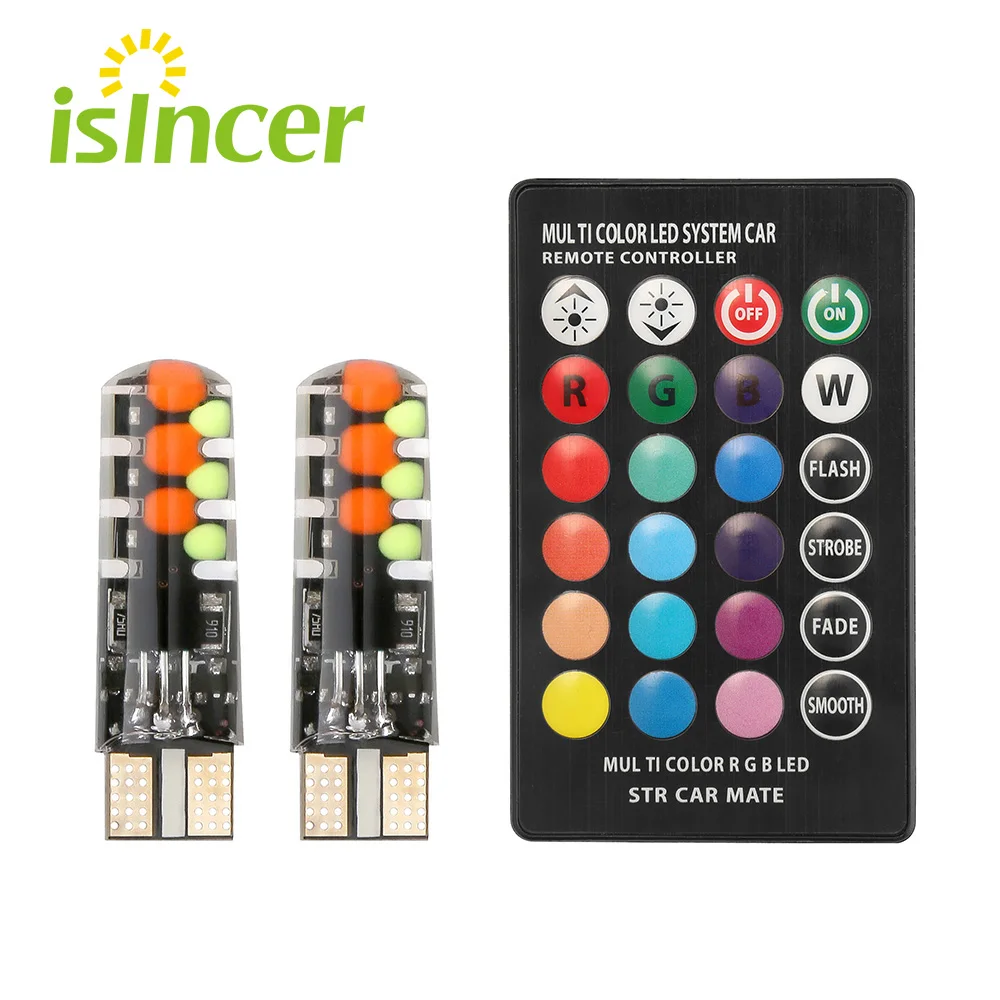

Автомобильный RGB светодиодный T10 W5W светодиодный RGB 5050 SMD сигнальная лампа для чтения клина светильник автомобиля декоративная интерьерная с...