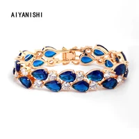 aiyanishi 18k gold filled tennis bracelets greenblue sparkling bracelets women muti layer tennis bracelets silver jewelry gift