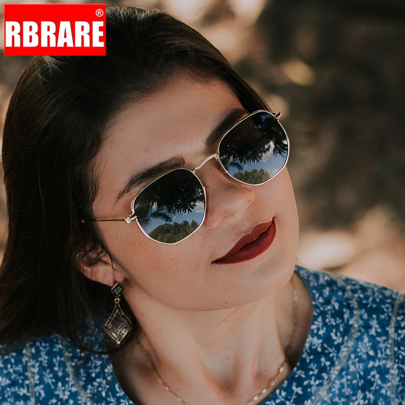 

RBRARE Square Polarized Sunglasses Women Classic Mirror Vintage Glasses Men Metal Small Frame Mirror Street Beat Shopping Oculos