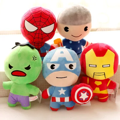 5pcs/Set The Avengers Dolls Marvel Captain America Batman Iron Man Superman Spider Plush Toy Cute Cartoon for Baby Kid | Игрушки и хобби