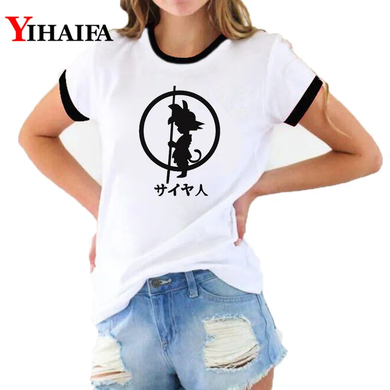 Женские футболки с принтом Dragon Ball Z летние повседневные белые коротким рукавом и