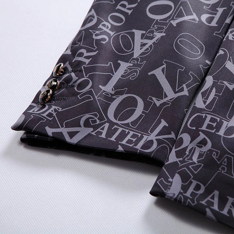 

PAULKONTE 2019 Letter Printing Man's Jacket Suit Top Fashion High Quality Nightclub Party Wedding Slim Fit Mostly Male Blazer