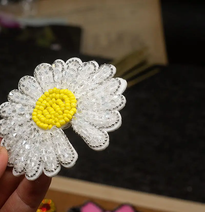 Тканевые 3D наклейки ручной работы с бусинами для сумок аксессуары одежды