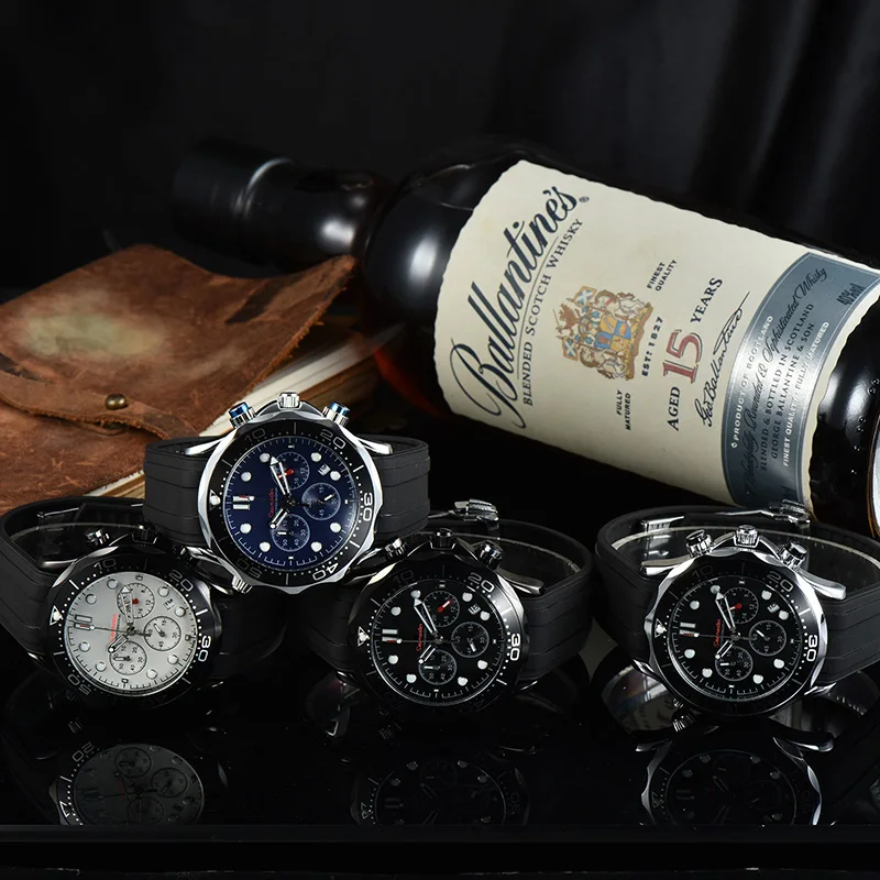 

Top Brand New Men Watches Leather Strap Luxury Waterproof Sport Quartz Chronograph Military Watch Men Clock Reloj Hombre