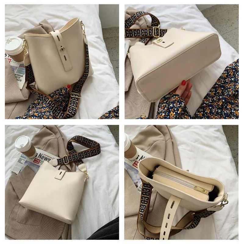 

Fashion Ladies Bucket Crossbody Bags 2021 New Luxury Shoulder Bag For Women High Quality PU Leather Handbag Messenger Bag Female