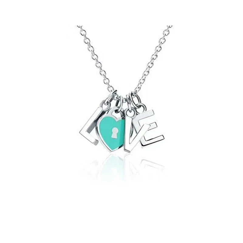 

Classic original high quality Necklace love blockchain love 925 Sterling Silver Blue Valentine's Day gift