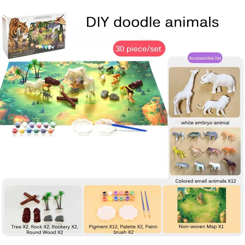 Набор для рисования новорожденных животных с игровым ковриком животные