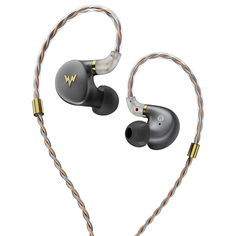A-HE03-Grey Whizzer A-HE03, гибридные Наушники Hi-Res с арматурным покрытием, Hi-Fi, басовые наушники, 2-контактный разъем, 3,5 мм, в ухо, мониторы, Hi-Fi наушники - Цвет: A-HE03-Grey