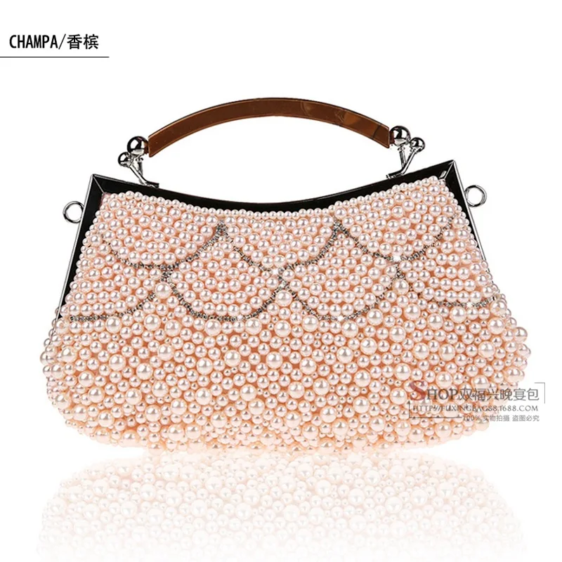 Клатч женские сумки вечерние из бисера жемчужные в форме ракушки свадебное