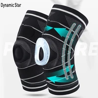 knee meniscus patella protector sleeve bandage compression knee brace support basketball running silicone spring sport knee pads