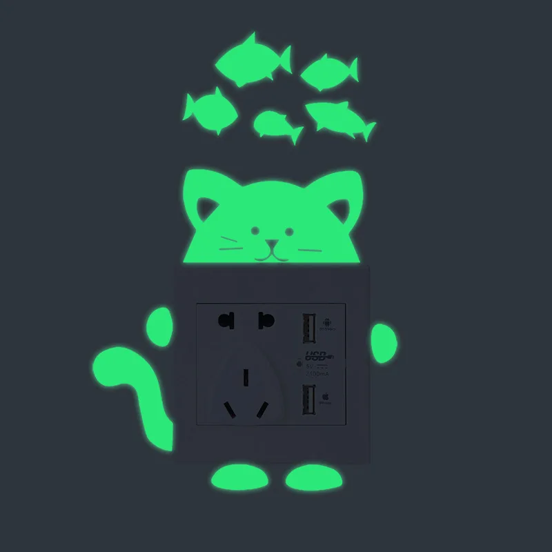 

Luminous Switch Sticker Cartoon Wall Sticker Glow In Dark Cat Sticker Fluorescent Fairy Moon Stars Sticker Moon Star Wallpaper