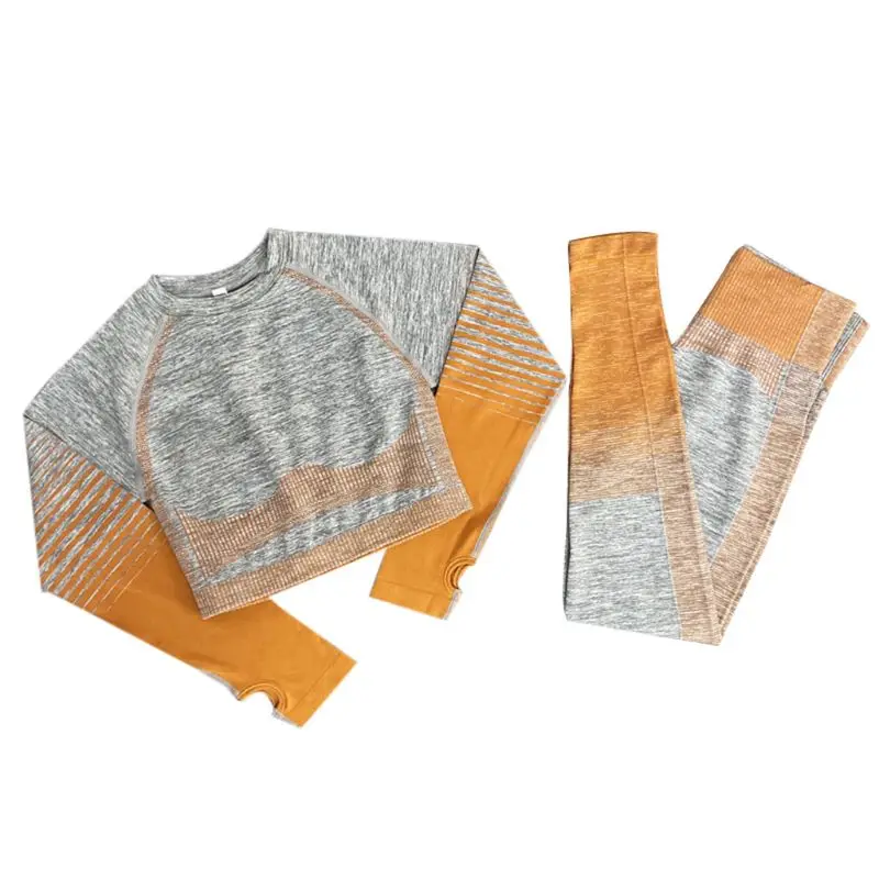 Womens Naadloze Gebreide Yoga Workout Set Lange Mouw Crop Top Hoge Taille Sport Butt Lift Leggings Gym Fitness Trainingspak Womens Naadloze Gebreide Yoga Workout Set Lange Mouw Crop Top Hoge Taille Sport Butt Lift Leggings Gym Fitness Trainingspak