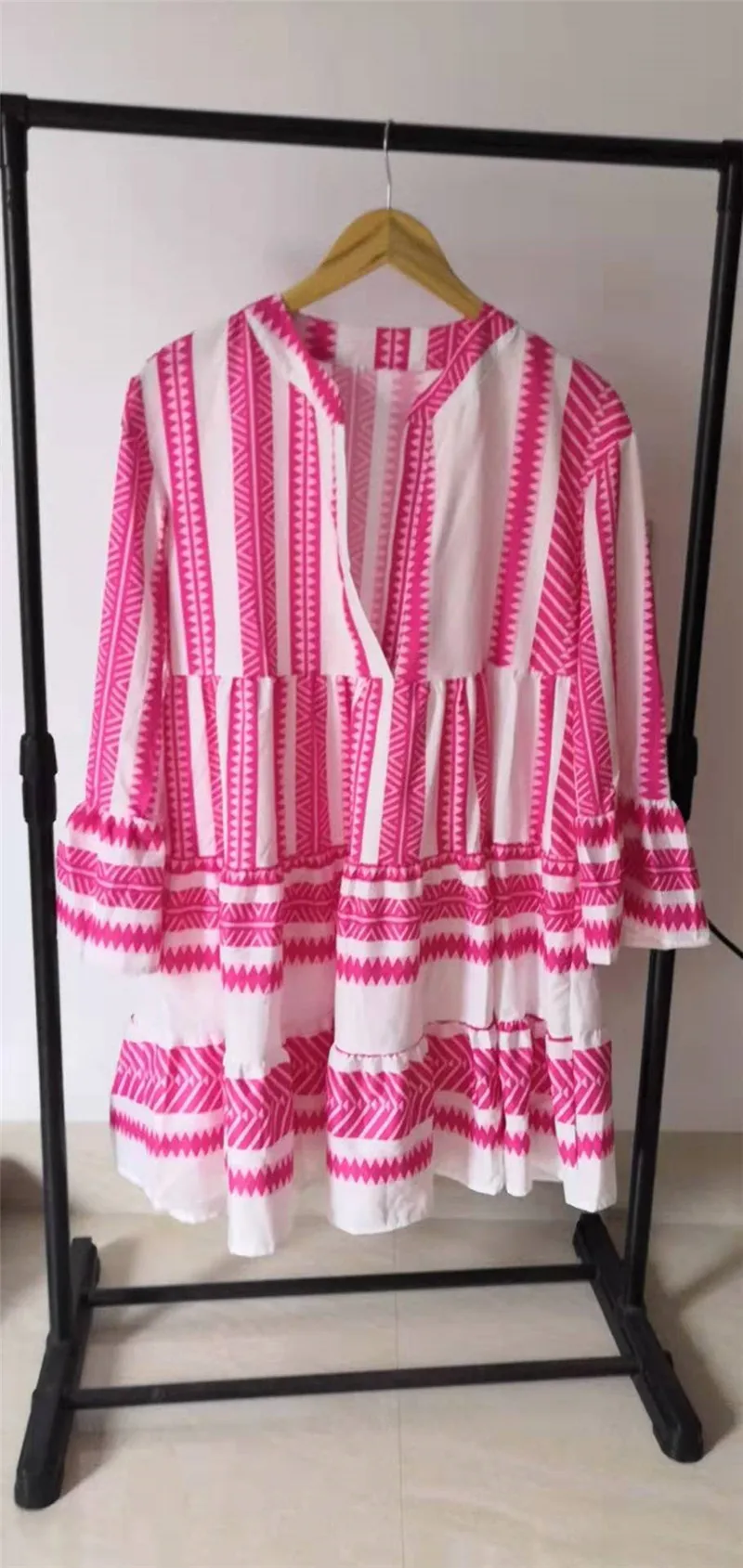 Y Nidus летние полосатые платья Мини женские Boho осенние вечерние короткие пляжные платья повседневные свободные Сарафаны с v-образным вырезом femme Vestidos