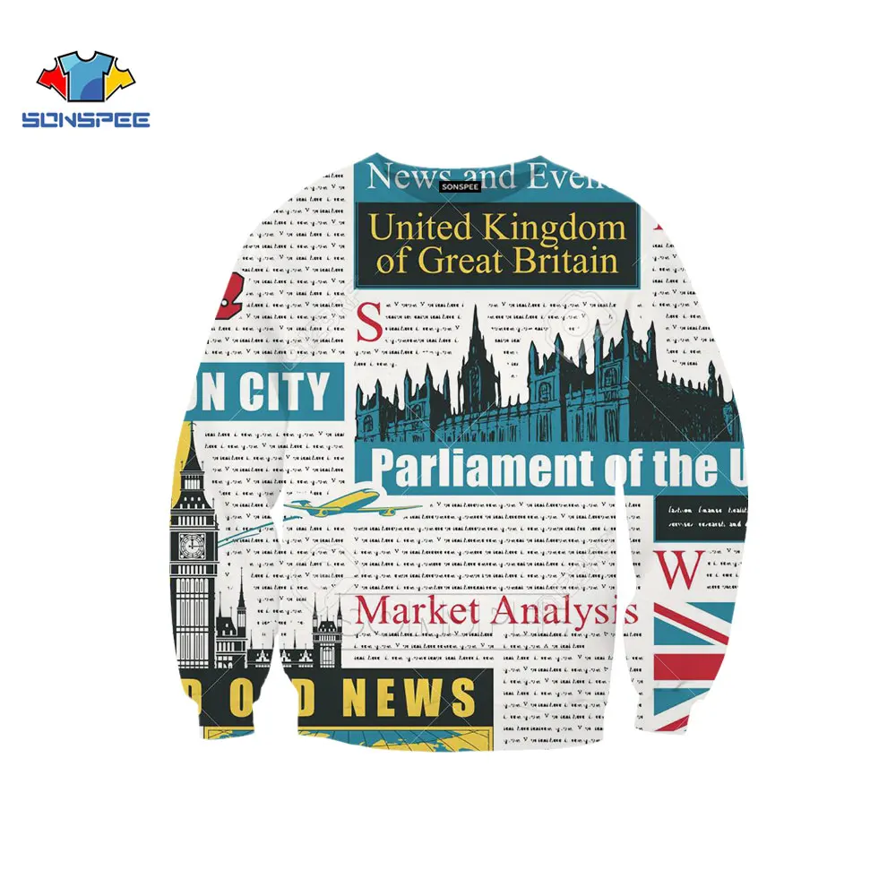 Свитшот мужской/женский с 3D принтом и круглым вырезом в стиле хип хоп|Мужские