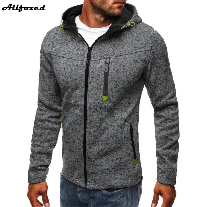

Men's Zipper Coat Long Sleeve Male Tracksuit Pullover Pure Color Outerwear 2021 Autumn and Spring Hooded Jackets Sweatshirts