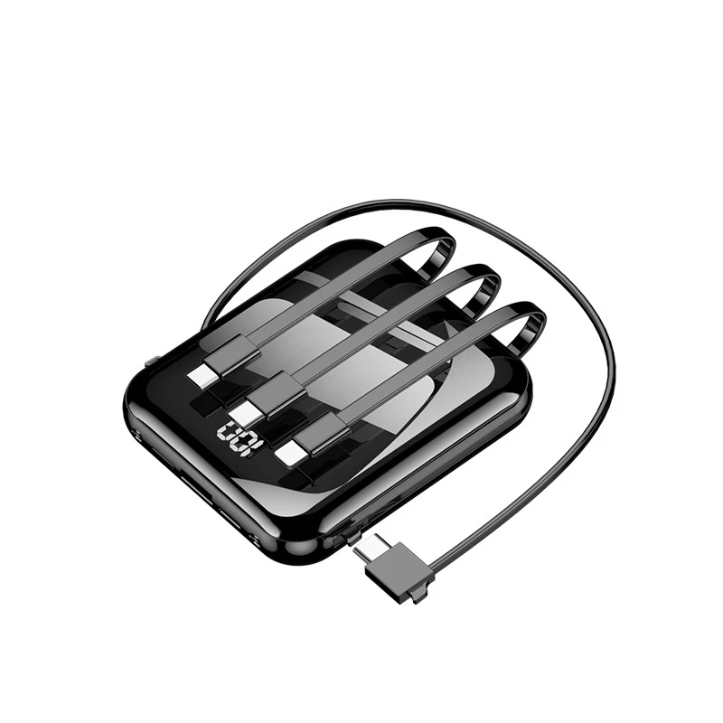 

20000mAh Mini Power Bank With Micro USB Type C Cable Portable Charger Full Screen LED Powerbank External Battery Pack Power Bank