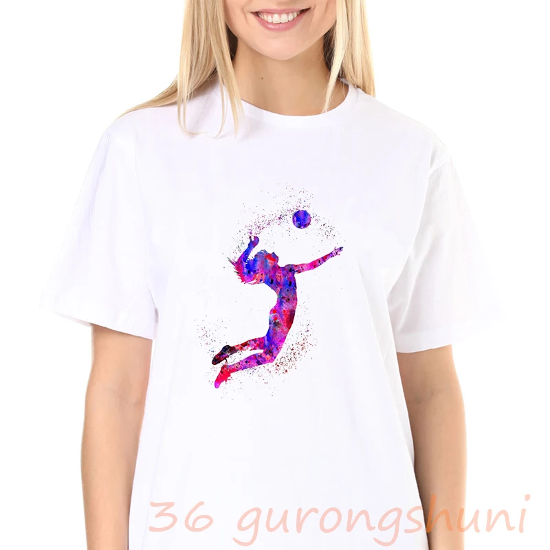 Женская одежда 2020 футболка для волейбола акварелью с графическим принтом