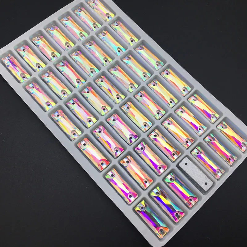 Прямоугольная багета для шитья камни кристально чистые AB с плоской задней