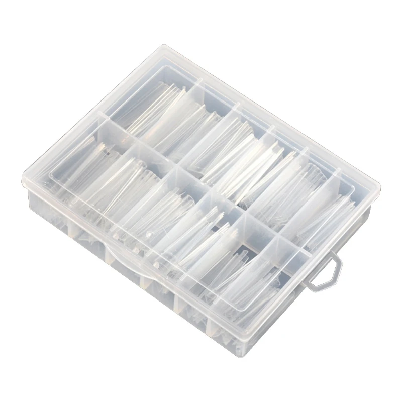 

240Pcs French Extra Long Curve Half Cover Coffin Nail Tips with Box for Manicure C1FF