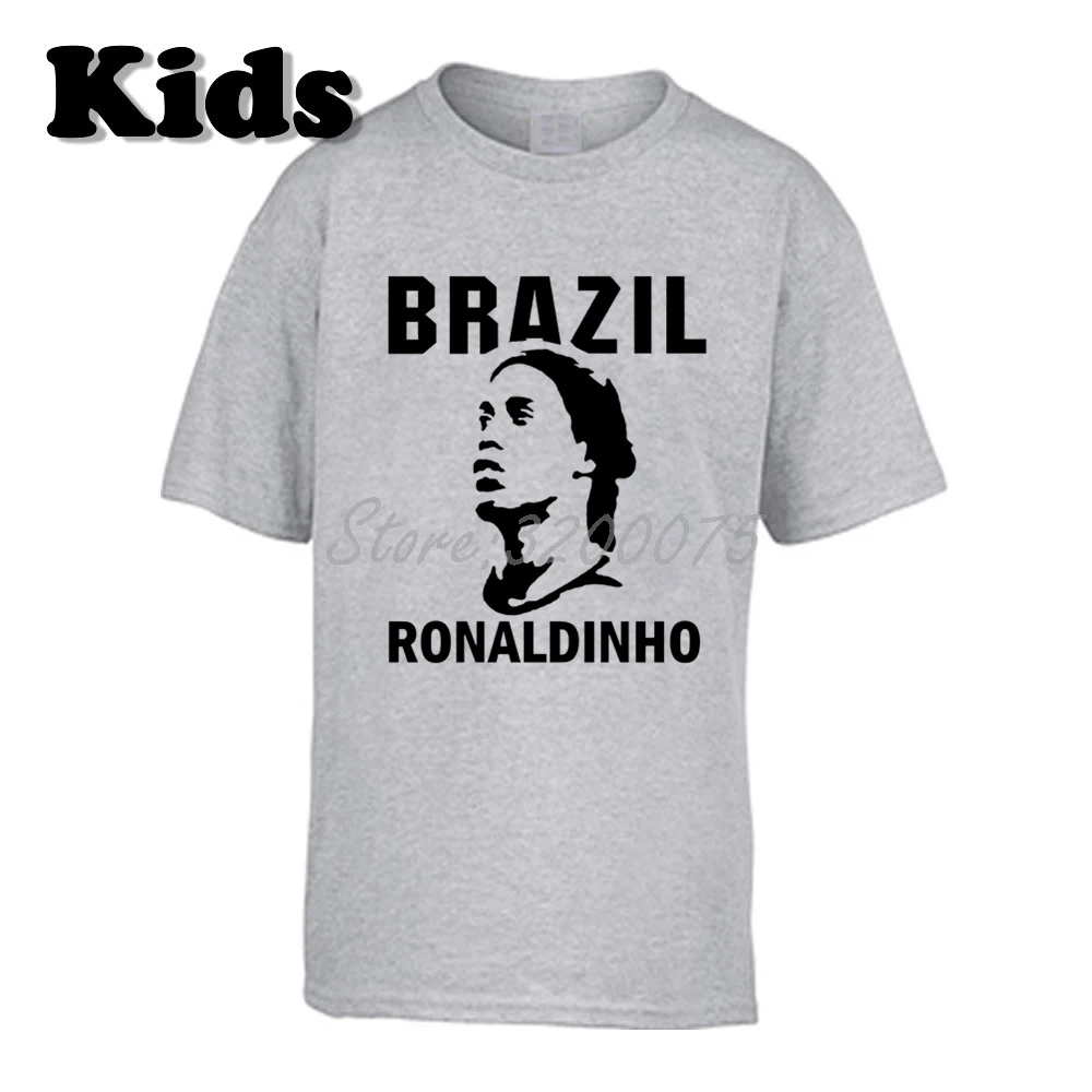 17 Детская футболка Ronaldo De Assis Moreira Ronaldinho 10, Бразильская Легенда Футболка с круглым вырезом для мальчиков и девочек W19032911 - Цвет: 17