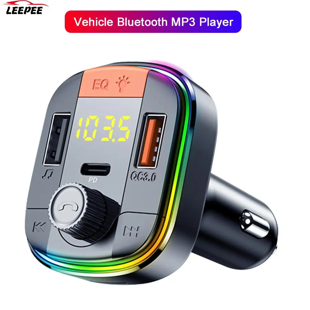 

Беспроводной Цветной Автомобильный MP3-плеер с гарнитурой, Bluetooth 5,0, автомобильный FM-передатчик с двумя USB-портами и быстрой зарядкой PD QC 3,0