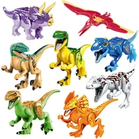 8 pcsset dinosaurs jurassic world dinosaurs figures building blocks bricks tyrannosaurus assemble dinosaurs classic