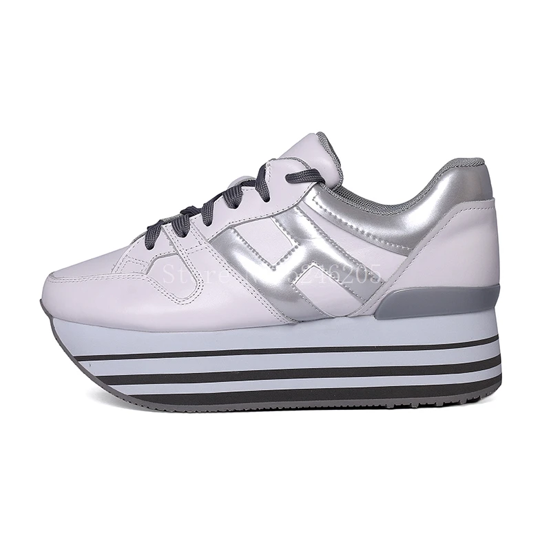 Женские кроссовки из натуральной кожи на платформе со шнуровкой|Женские и кеды| |