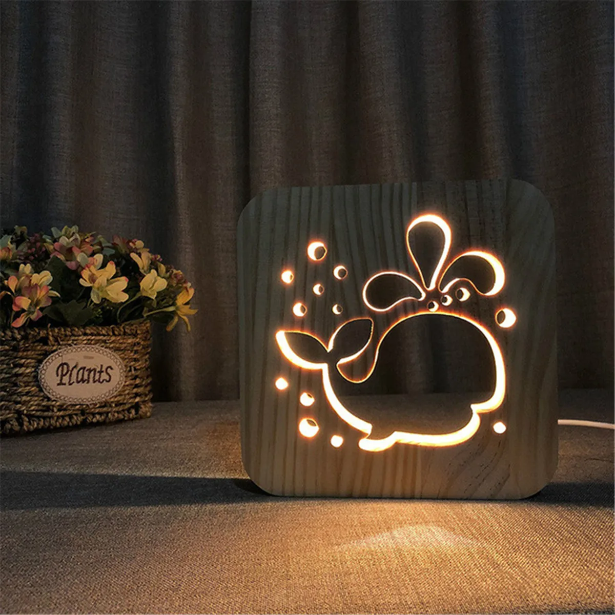 3D USB светодиодный настольный светильник деревянные настольные лампы собака Лапа кошка волк животное лампа Новинка детская спальня 3D декоративный Настольный светильник детский подарок