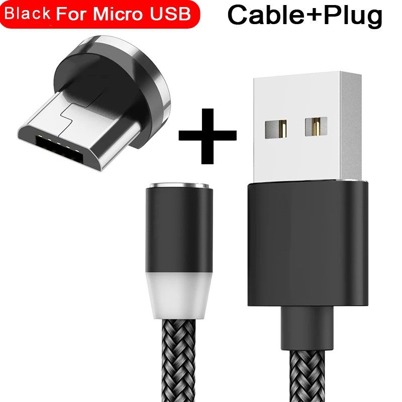 For Micro Black Магнитный usb-кабель для быстрой зарядки USB type C кабель магнитное зарядное устройство для зарядки данных Micro usb кабель мобильного телефона кабель USB шнур - Цвет: For Micro Black